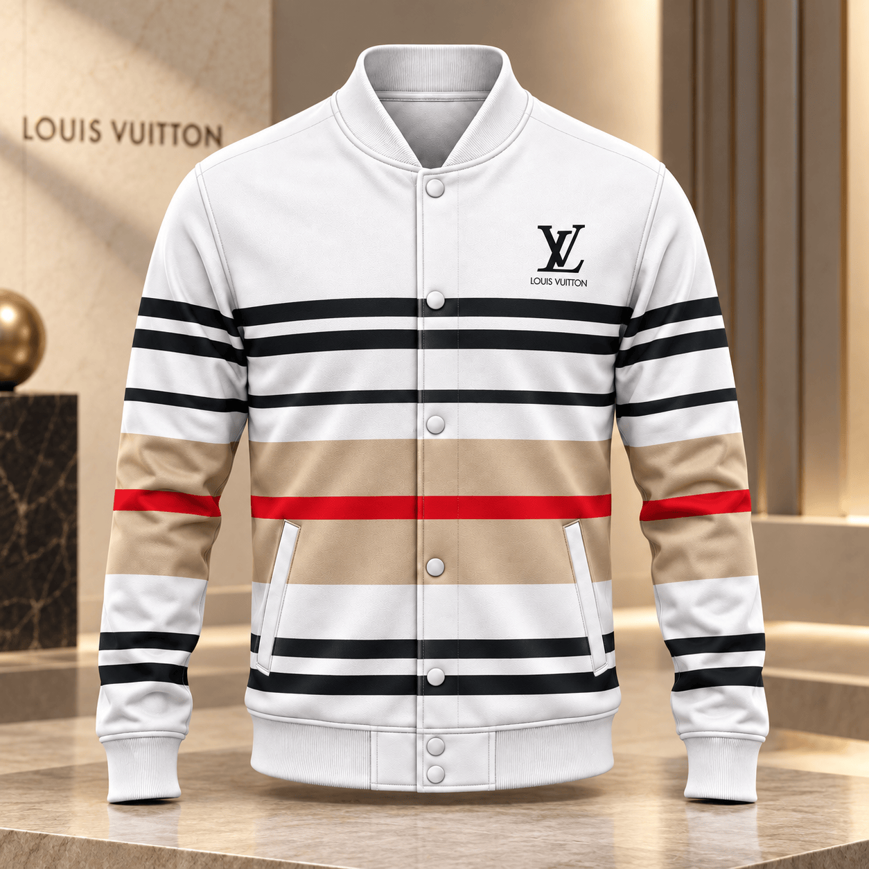 Louis Vuitton | Multicolor Horizontal Stripes Baseball Jacket Fall 2026 Collection