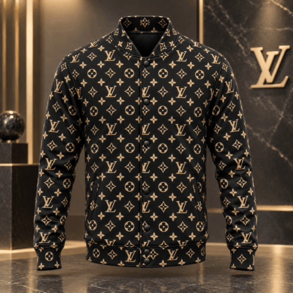 Louis Vuitton | Gold Monogram Print Baseball Jacket Fall 2026 Collection