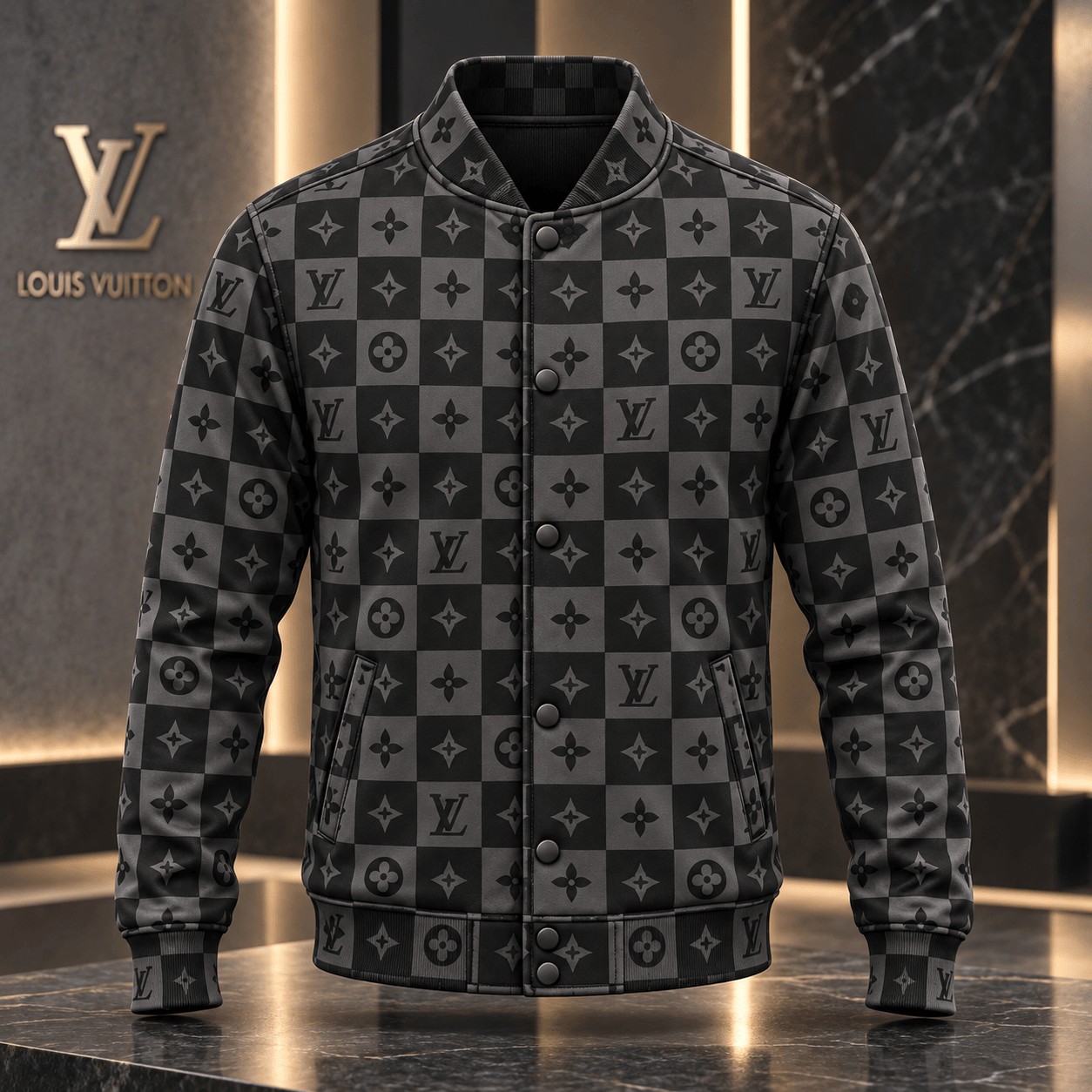 Louis Vuitton | Monogram Checkerboard Print Baseball Jacket Fall 2026 Collection