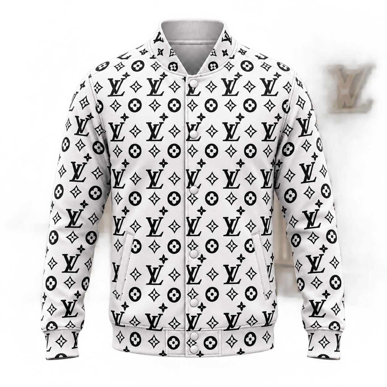 Louis Vuitton | Monochrome Oversized Monogram Baseball Jacket Fall 2026 Collection