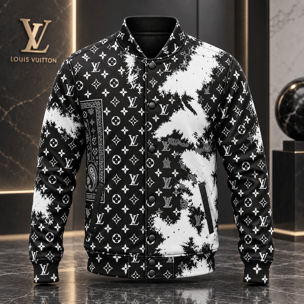 Louis Vuitton | Monogram Brushstroke Print Baseball Jacket Fall 2026 Collection