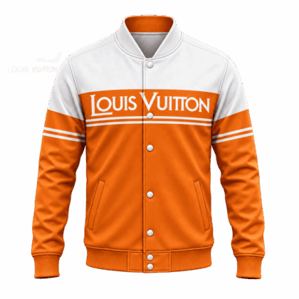 Louis Vuitton | Orange Signature Stripe Baseball Jacket Winter 2026 Collection