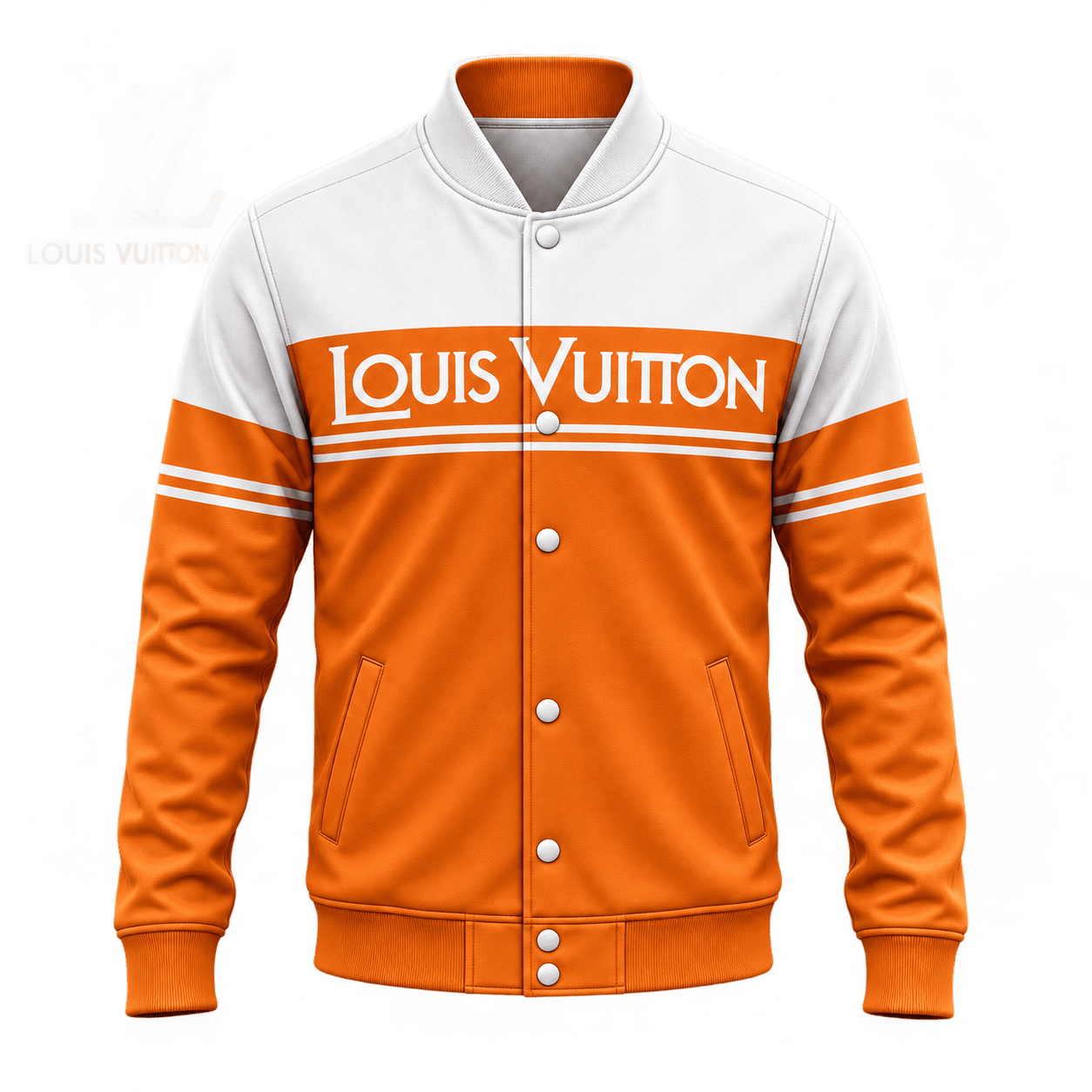 Louis Vuitton | Orange Signature Stripe Baseball Jacket Winter 2026 Collection