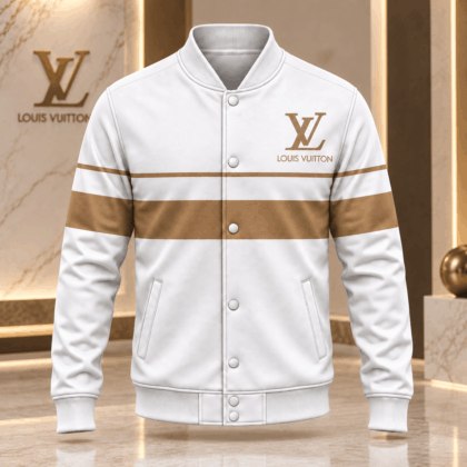 Louis Vuitton | Golden Monogram Stripe Baseball Jacket Winter 2026 Collection