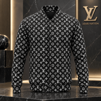 Louis Vuitton | Black And White Monogram Baseball Jacket Fall 2026 Collection
