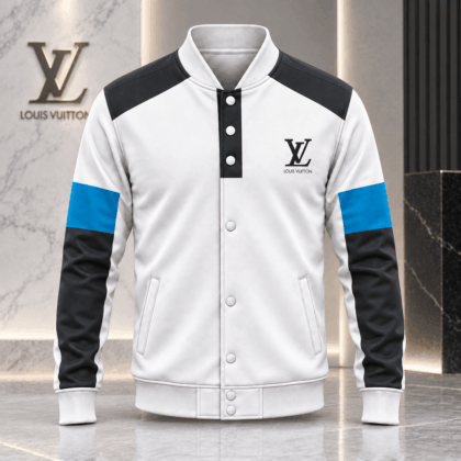 Louis Vuitton | Blue Stripe Colorblock Baseball Jacket Winter 2026 Collection