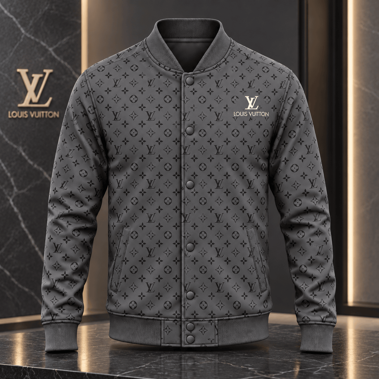 Louis Vuitton | Shadow Monogram Print Baseball Jacket Winter 2026 Collection