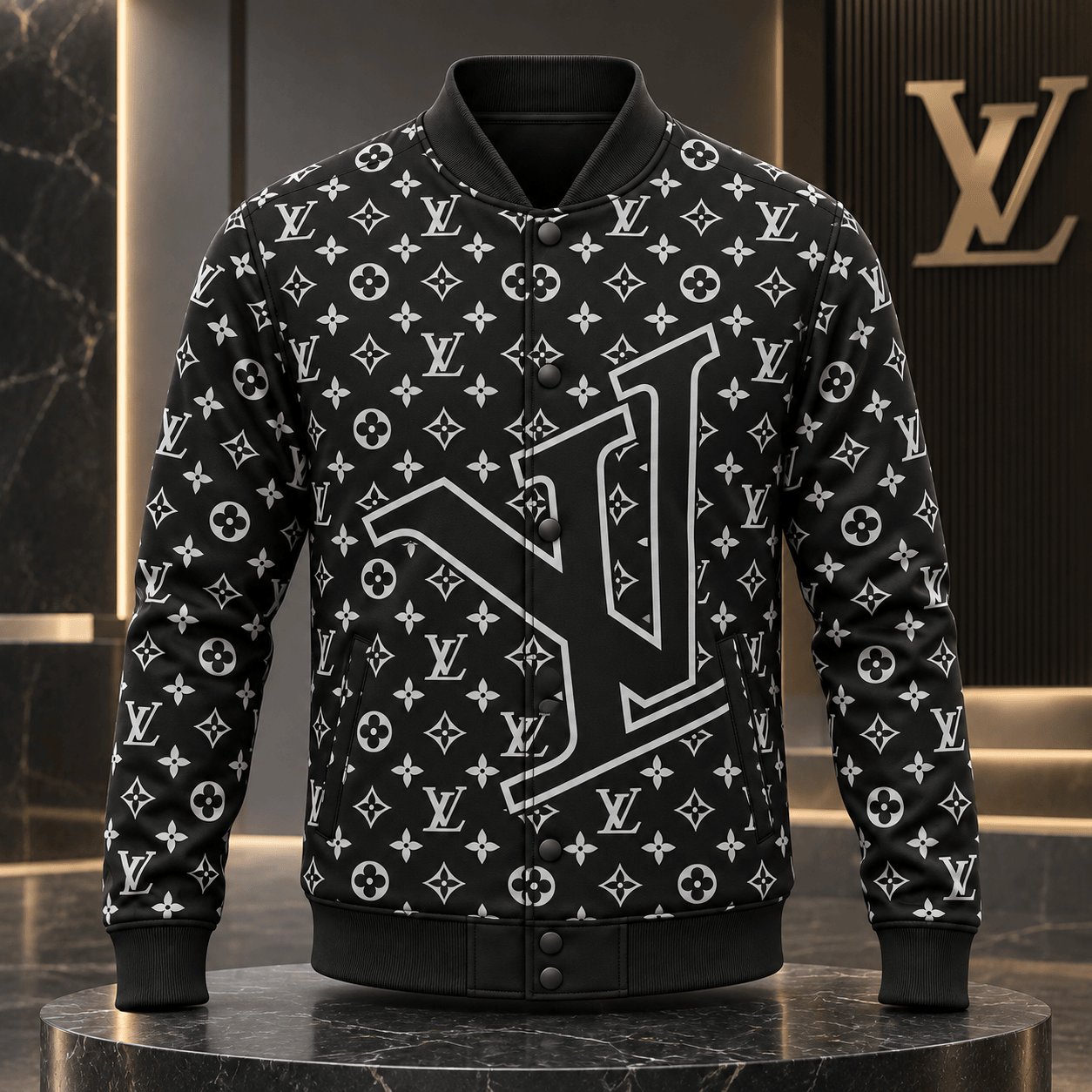 Louis Vuitton | Giant Overlay Monogram Baseball Jacket Winter 2026 Collection