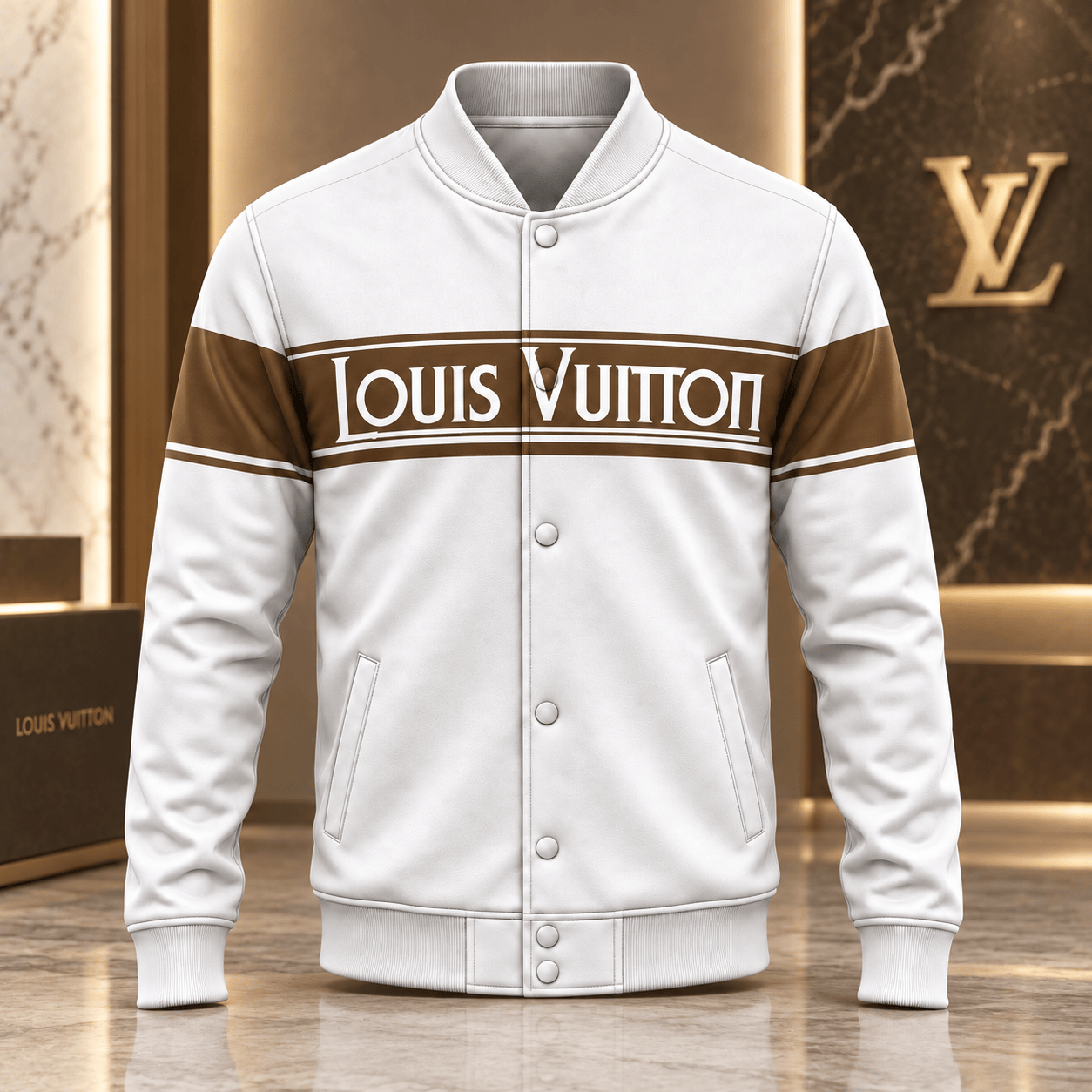 Louis Vuitton | Chest Logo Stripe Baseball Jacket Winter 2026 Collection