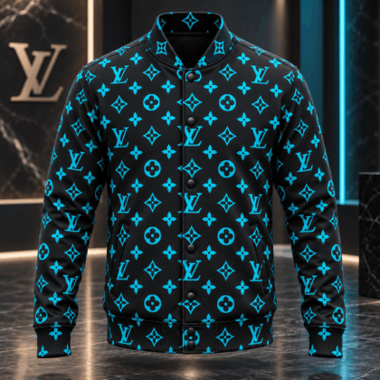 Louis Vuitton | Electric Cyan Monogram Baseball Jacket Winter 2026 Collection