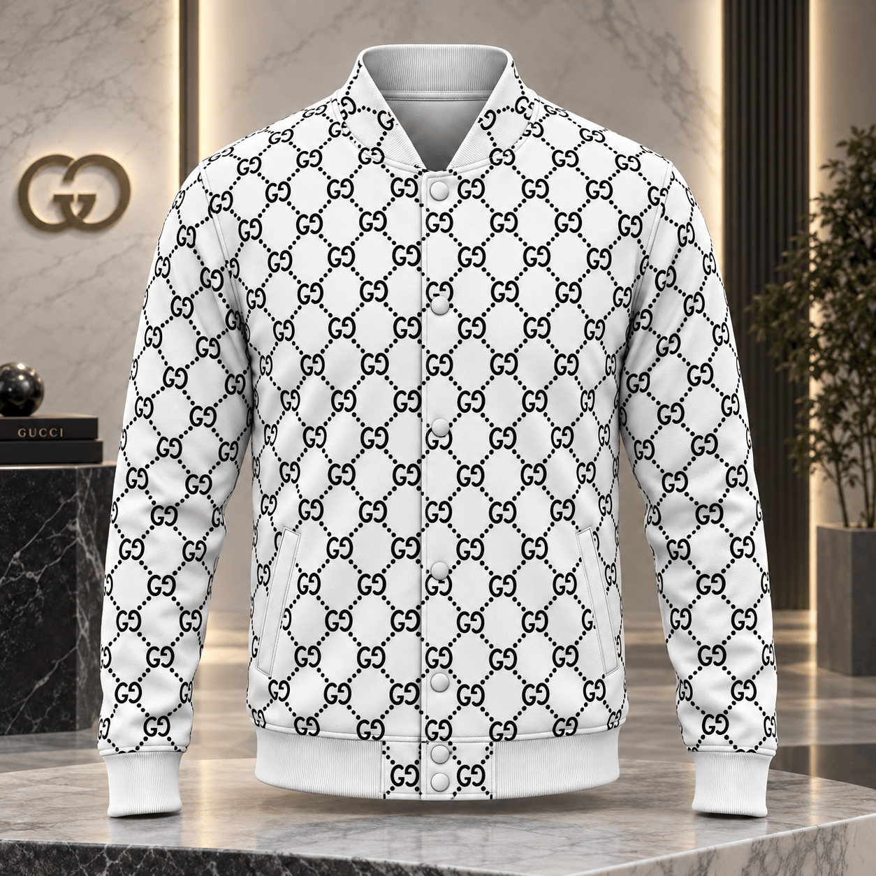 Gucci | Dotted Diamond Monogram Baseball Jacket Fall 2026 Drop