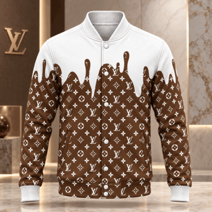 Louis Vuitton | Chocolate Monogram Drip Baseball Jacket Winter 2026 Collection