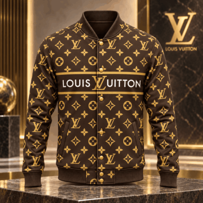 Louis Vuitton | Golden Monogram Stripe Baseball Jacket Holiday 2026 Collection