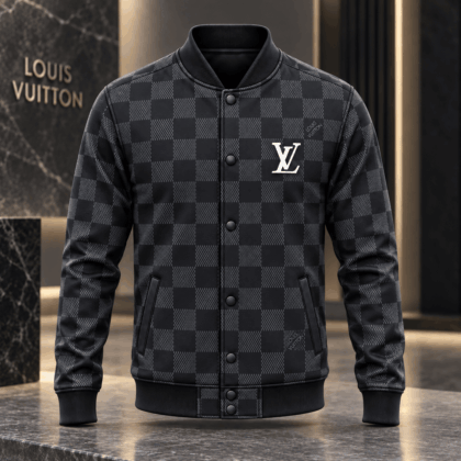 Louis Vuitton | Graphite Checkerboard Print Baseball Jacket Holiday 2026 Collection