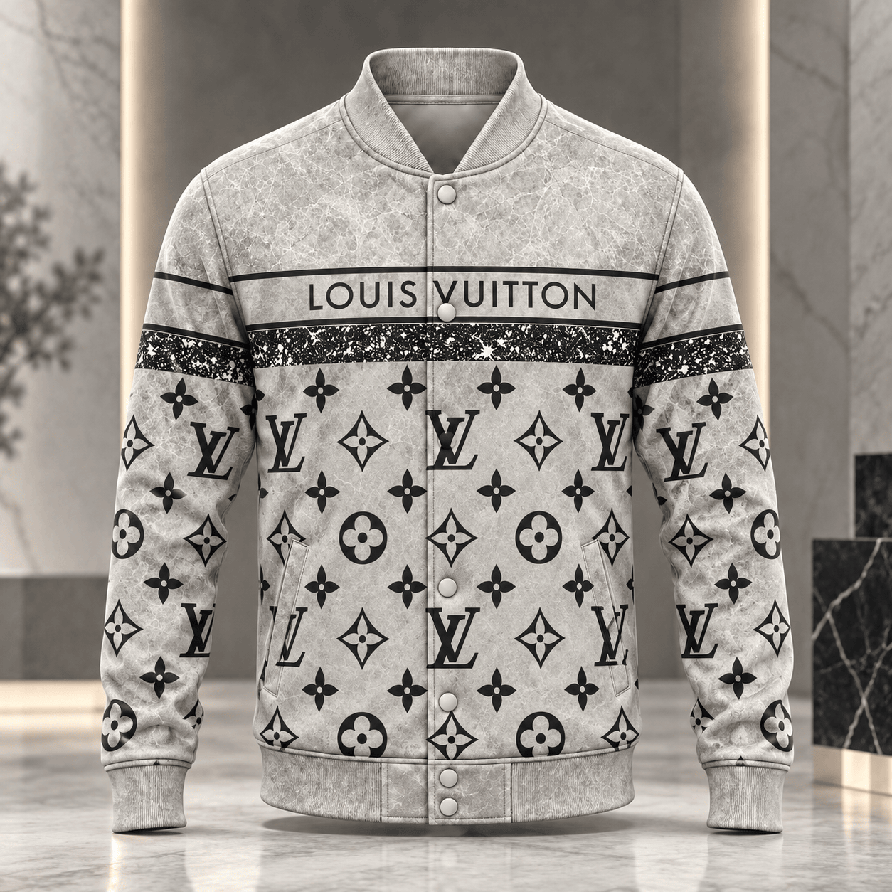 Louis Vuitton | Marbled Monogram Stripe Baseball Jacket Holiday 2026 Collection