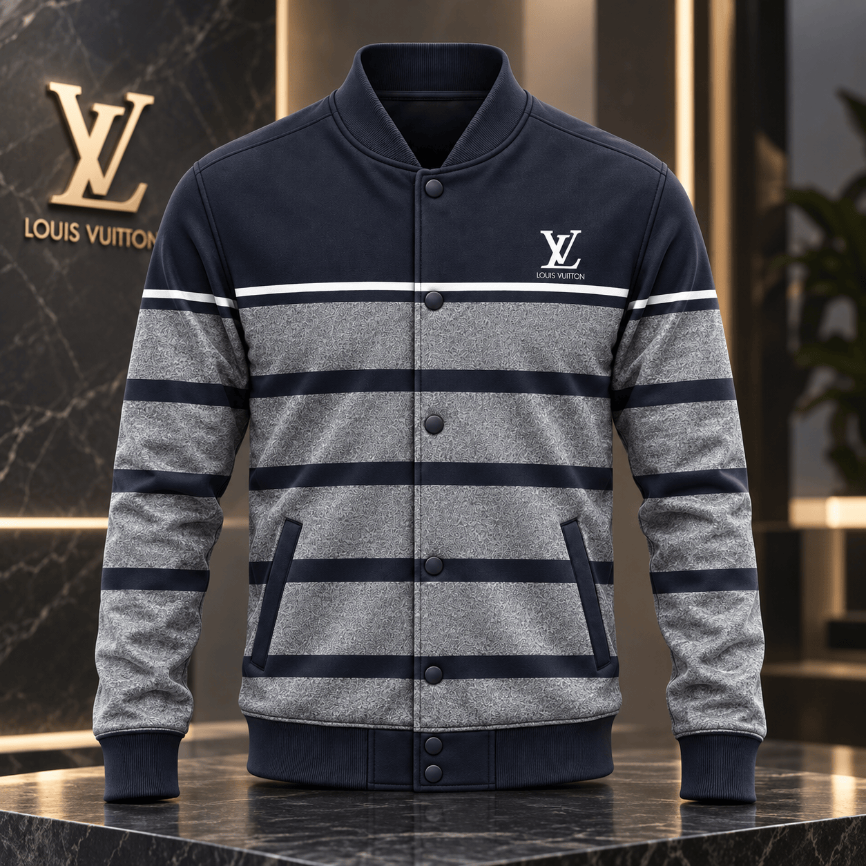 Louis Vuitton | Tonal Paisley Stripe Baseball Jacket Holiday 2026 Collection