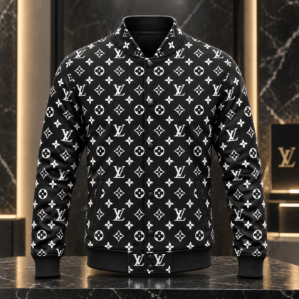 Louis Vuitton | Monochrome Monogram Print Baseball Jacket Holiday 2026 Collection