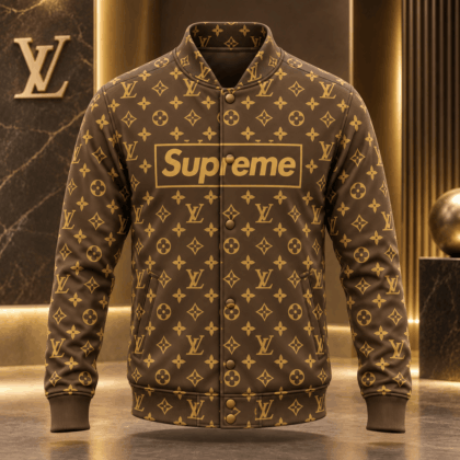 Louis Vuitton | Box Logo Monogram Print Baseball Jacket Holiday 2026 Collection