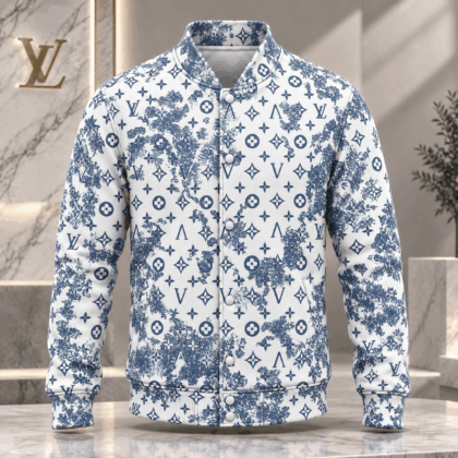 Louis Vuitton | Blue Toile Monogram Baseball Jacket Holiday 2026 Collection