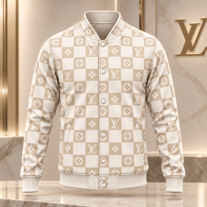 Louis Vuitton | Ivory Monogram Check Baseball Jacket Holiday 2026 Collection