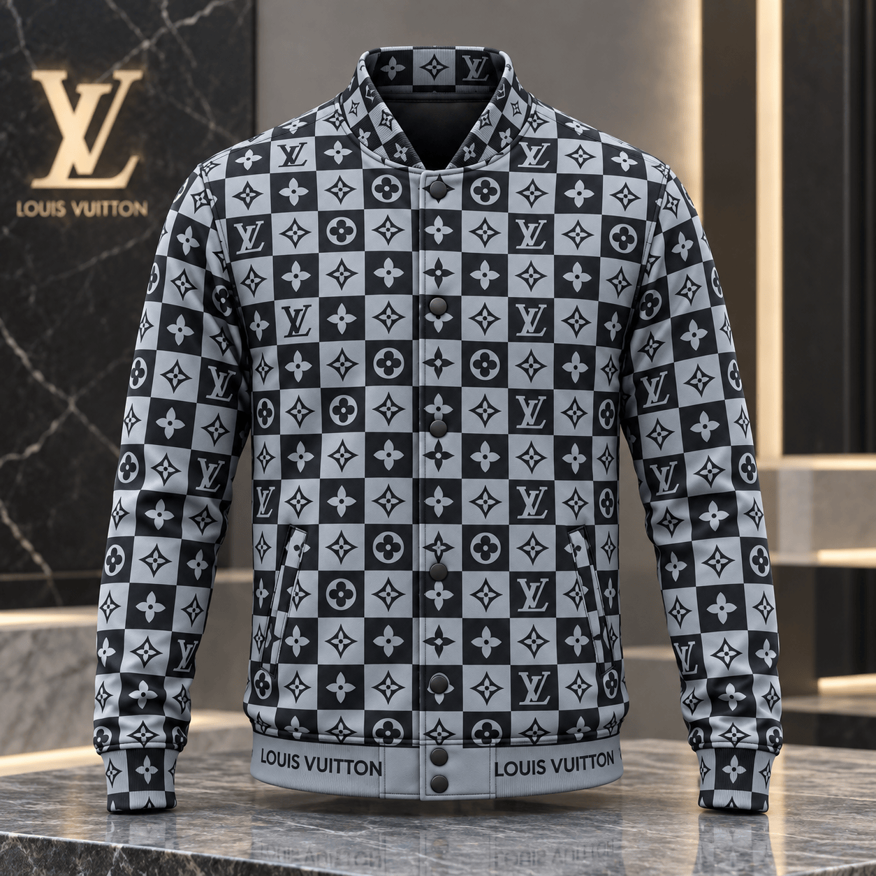 Louis Vuitton | Monogram Checkerboard Print Baseball Jacket Christmas 2026 Collection