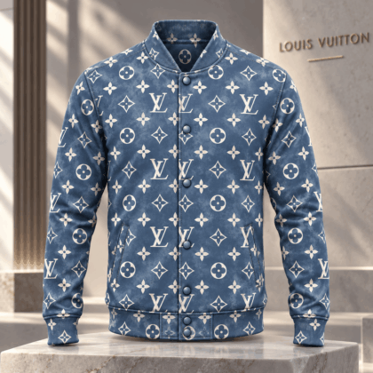 Louis Vuitton | Washed Blue Monogram Baseball Jacket Holiday 2026 Collection