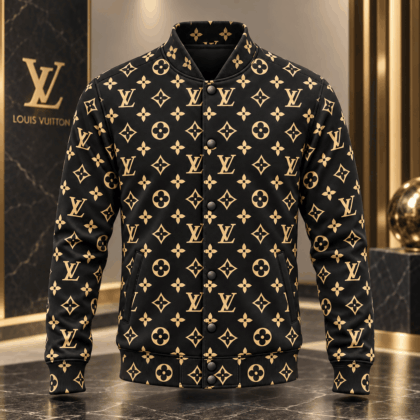 Louis Vuitton | Gold Monogram Print Baseball Jacket Christmas 2026 Collection