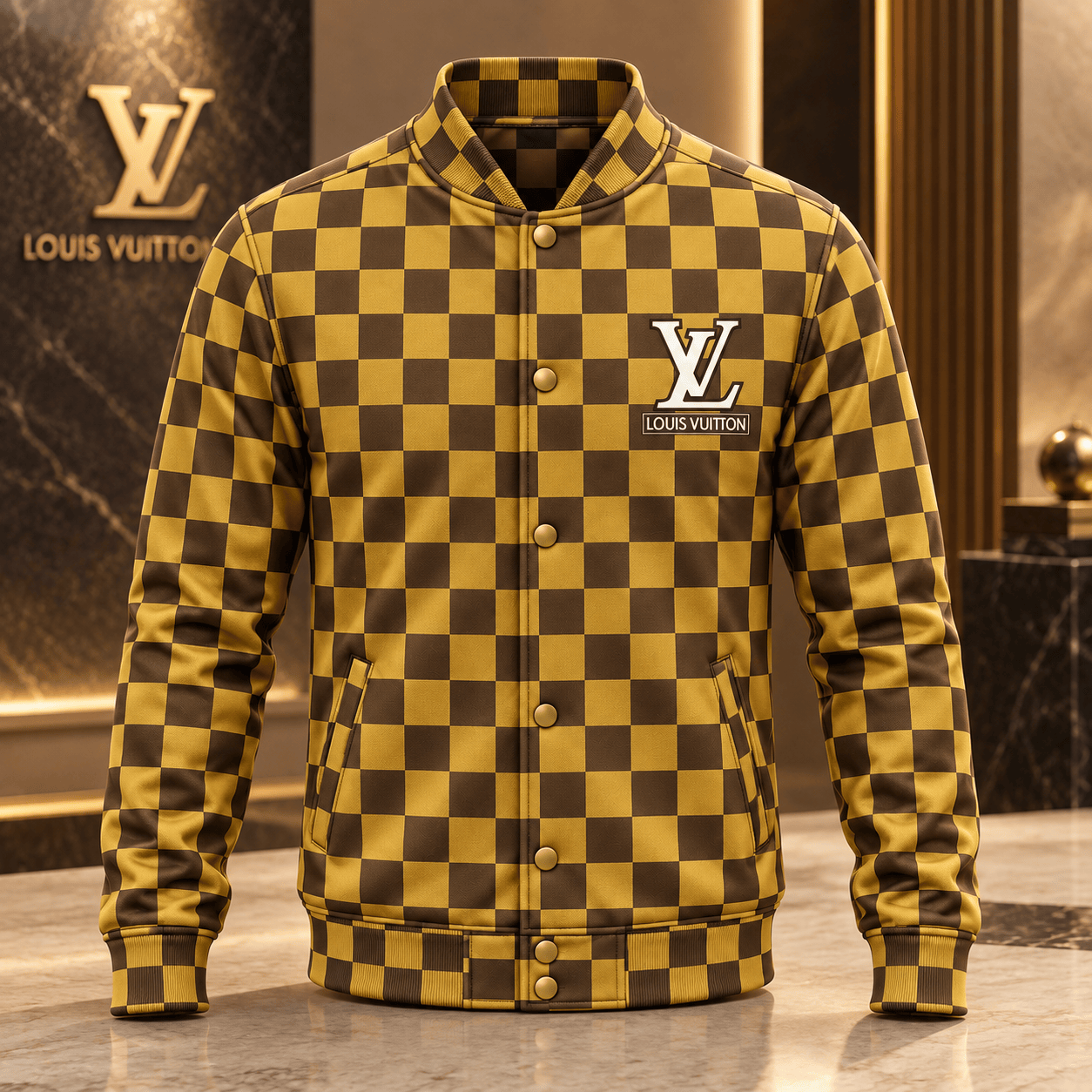 Louis Vuitton | Golden Damier Check Baseball Jacket Christmas 2026 Collection
