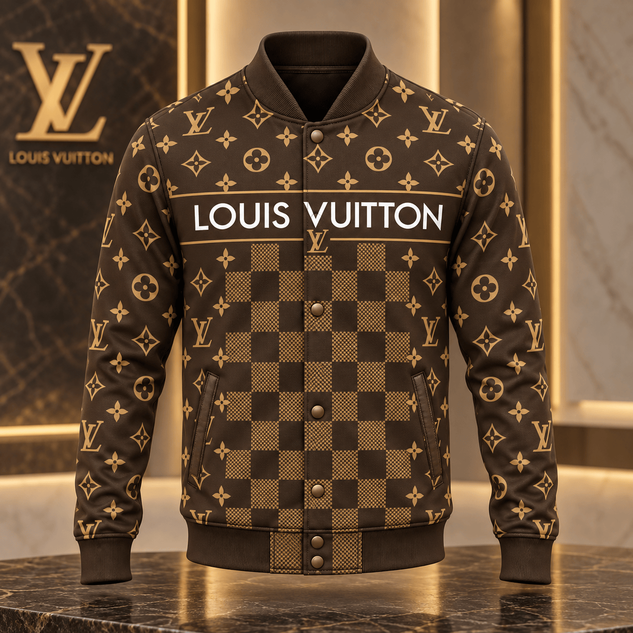 Louis Vuitton | Monogram Checkerboard Print Baseball Jacket Christmas 2026 Collection