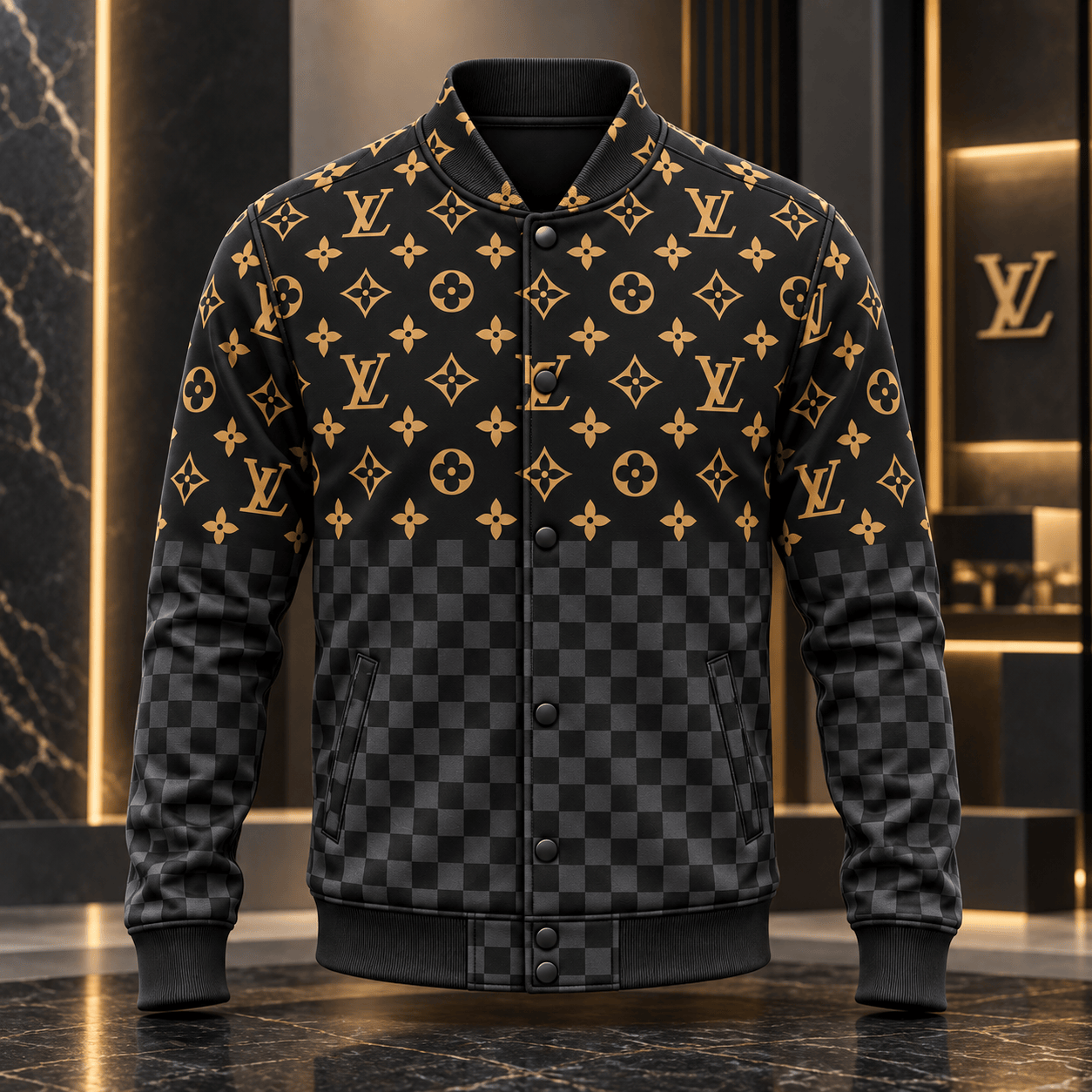 Louis Vuitton | Monogram Checkerboard Print Baseball Jacket Christmas 2026 Collection