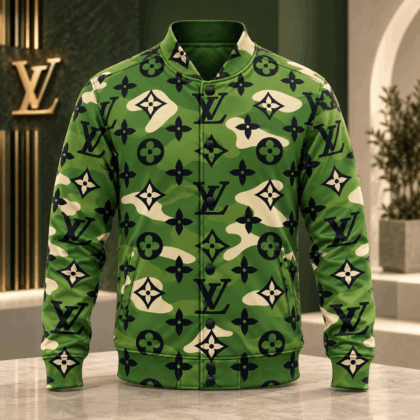 Louis Vuitton | Green Camouflage Monogram Baseball Jacket Thanksgiving 2026 Collection