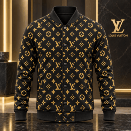Louis Vuitton | Black Gold Monogram Baseball Jacket Christmas 2026 Collection
