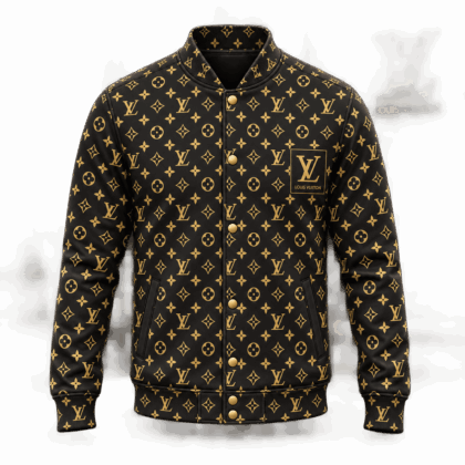 Louis Vuitton | Black Gold Monogram Print Baseball Jacket Thanksgiving 2026 Collection
