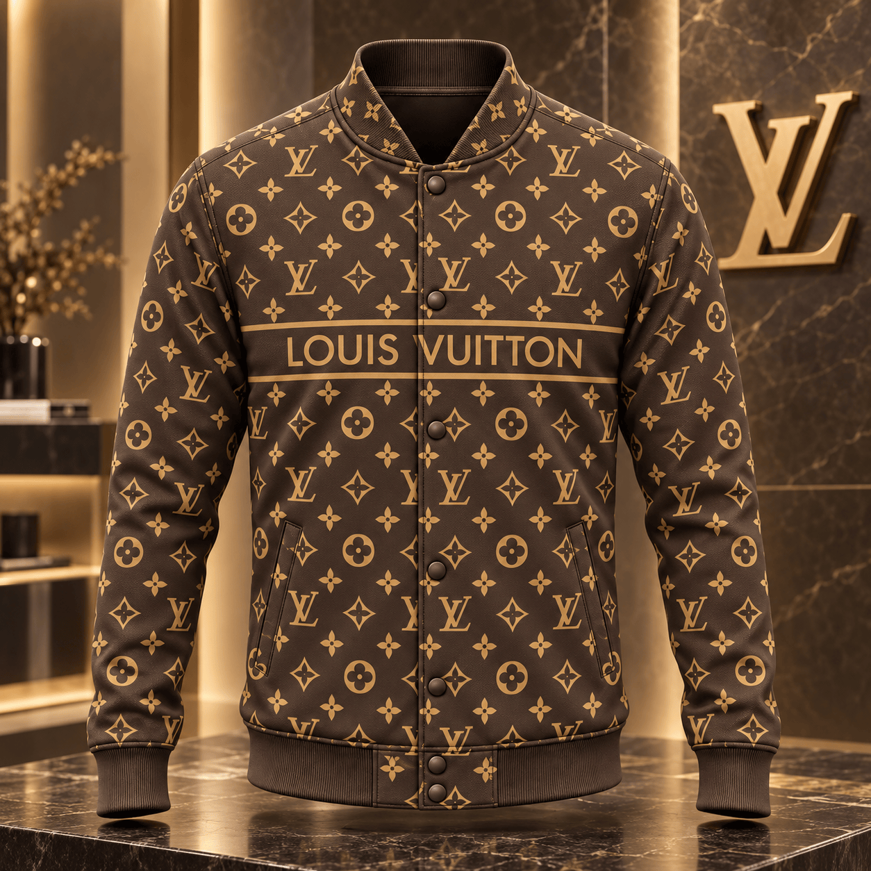 Louis Vuitton | Monogram Logo Stripe Baseball Jacket Thanksgiving 2026 Collection