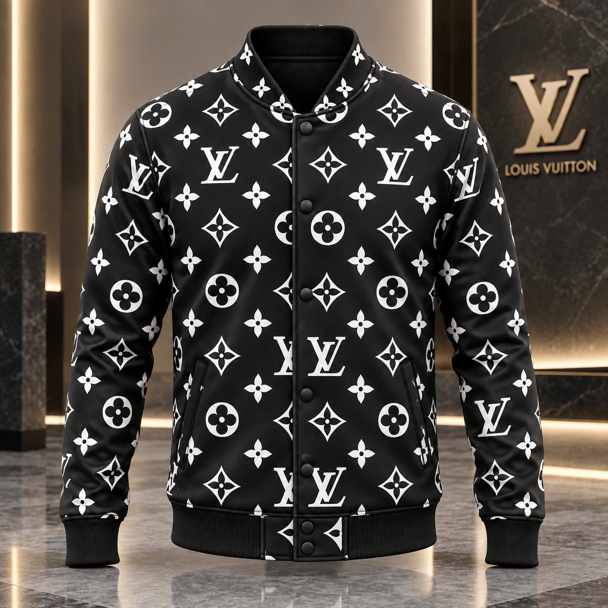Louis Vuitton | Monochrome Oversized Monogram Baseball Jacket Thanksgiving 2026 Collection