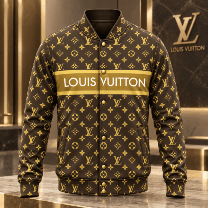 Louis Vuitton | Gold Monogram Stripe Baseball Jacket Thanksgiving 2026 Collection