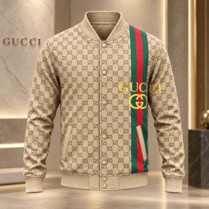 Gucci | Monogram Web Stripe Baseball Jacket Fall 2026 Drop