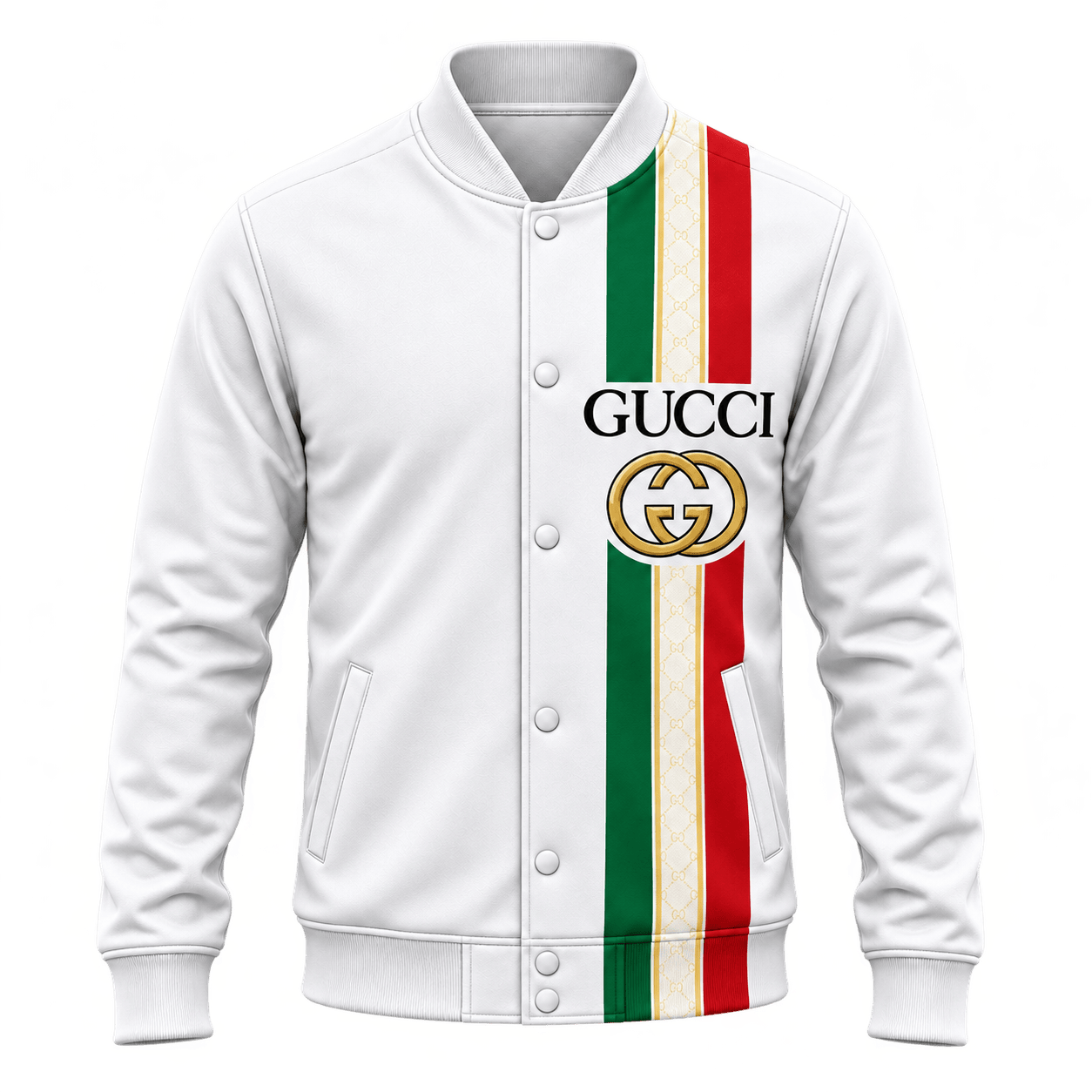 Gucci | Tricolor Monogram Stripe Baseball Jacket Fall 2026 Drop