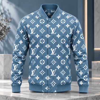 Louis Vuitton | Powder Blue Monogram Print Baseball Jacket Black Friday 2026 Collection