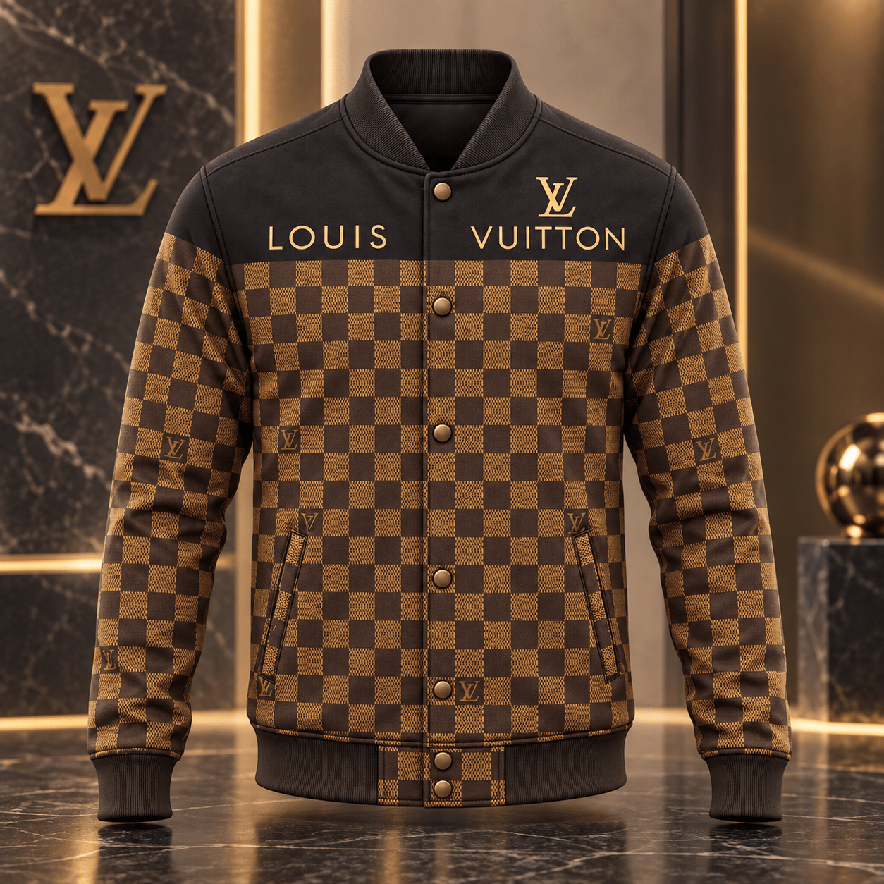 Louis Vuitton | Golden Monogram Check Baseball Jacket Black Friday 2026 Collection