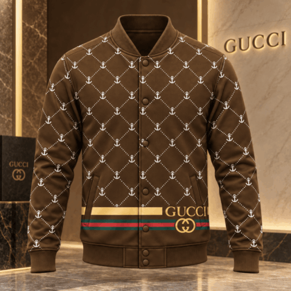 Gucci | Nautical Anchor Trellis Baseball Jacket Fall 2026 Drop