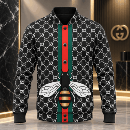 Gucci | Monogram Bee Stripe Baseball Jacket Fall 2026 Drop