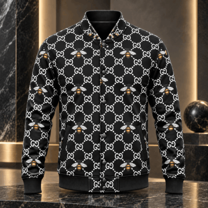 Gucci | Bee Monogram Lattice Baseball Jacket Winter 2026 Drop