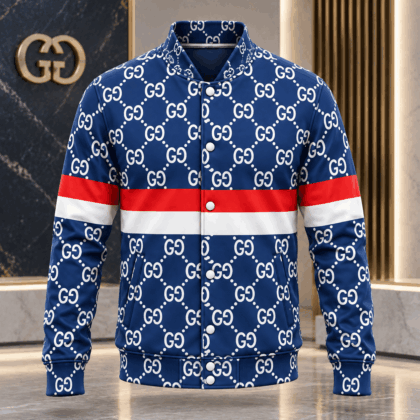 Gucci | Dotted Monogram Stripe Baseball Jacket Winter 2026 Drop