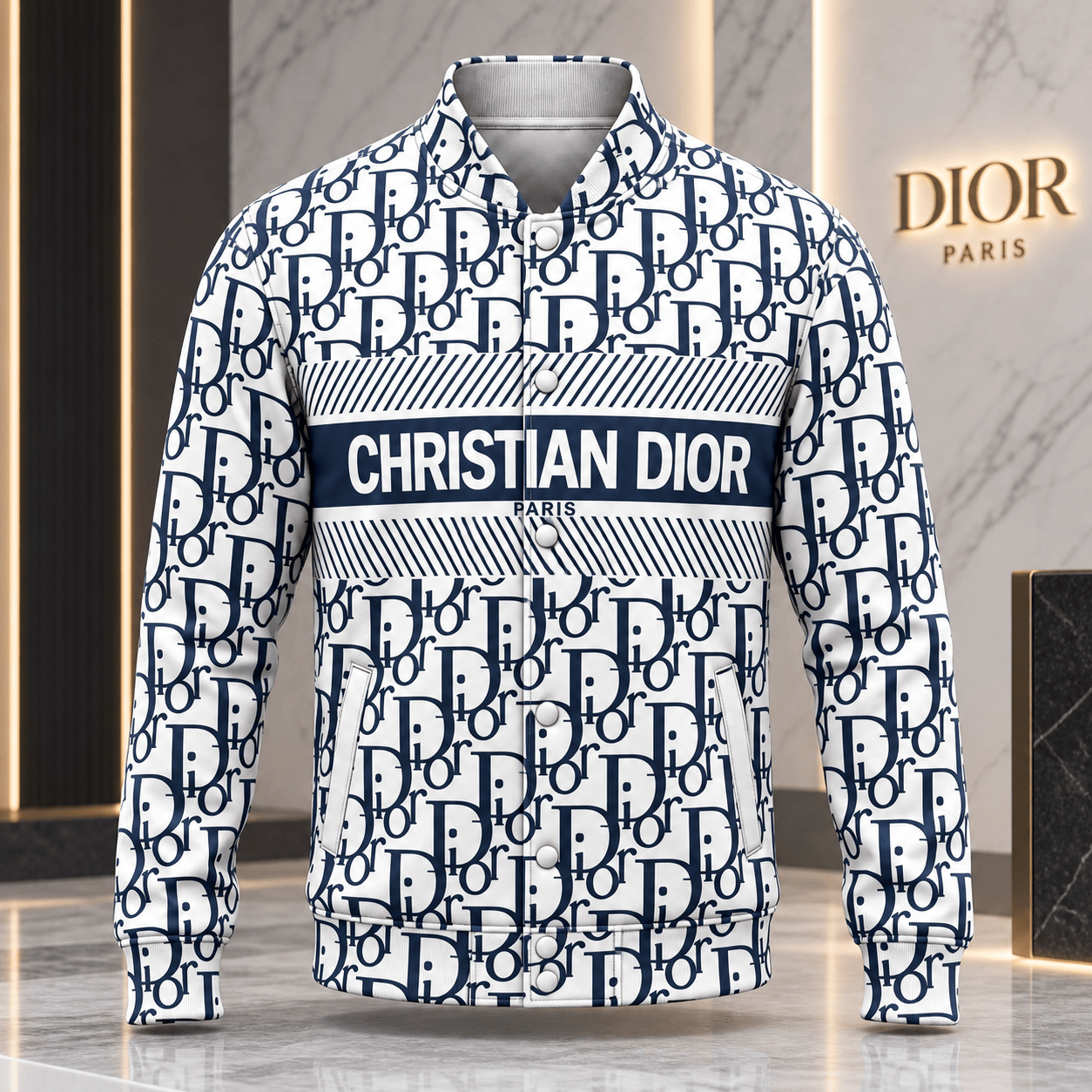 Dior | Oblique Monogram Stripe Baseball Jacket Fall 2026 Edition