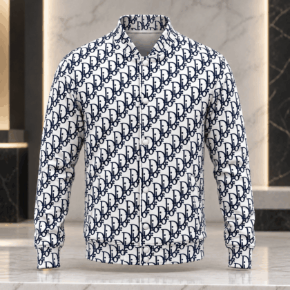 Dior | Navy Oblique Monogram Baseball Jacket Fall 2026 Edition