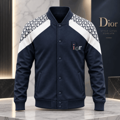 Dior | Oblique Monogram Chevron Baseball Jacket Fall 2026 Edition