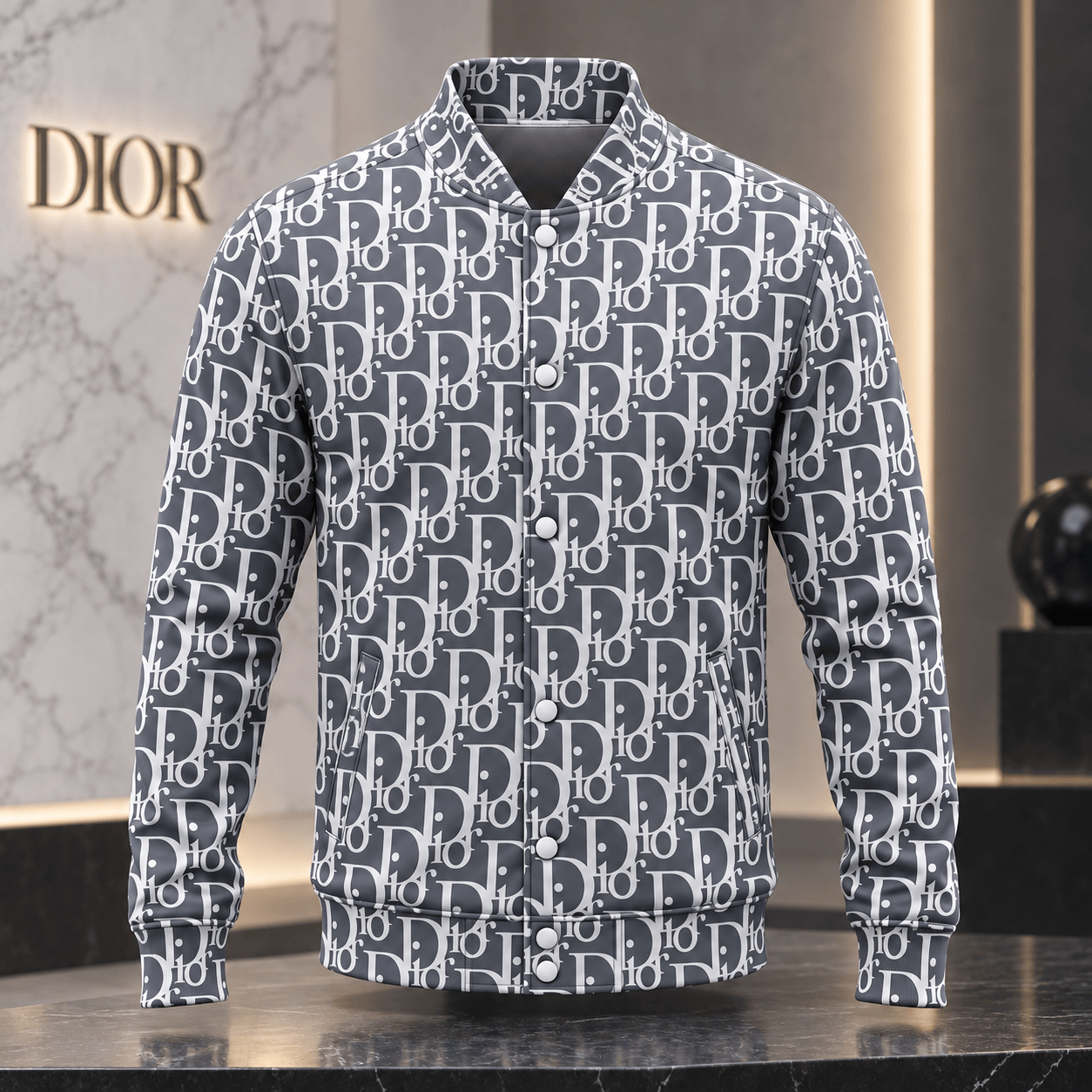 Dior | Oblique Monogram Print Baseball Jacket Fall 2026 Edition