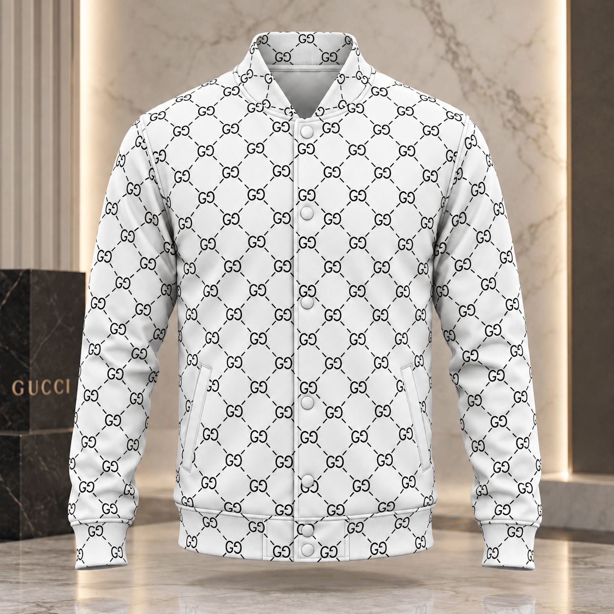 Gucci | Diamond Monogram Print Baseball Jacket Winter 2026 Drop