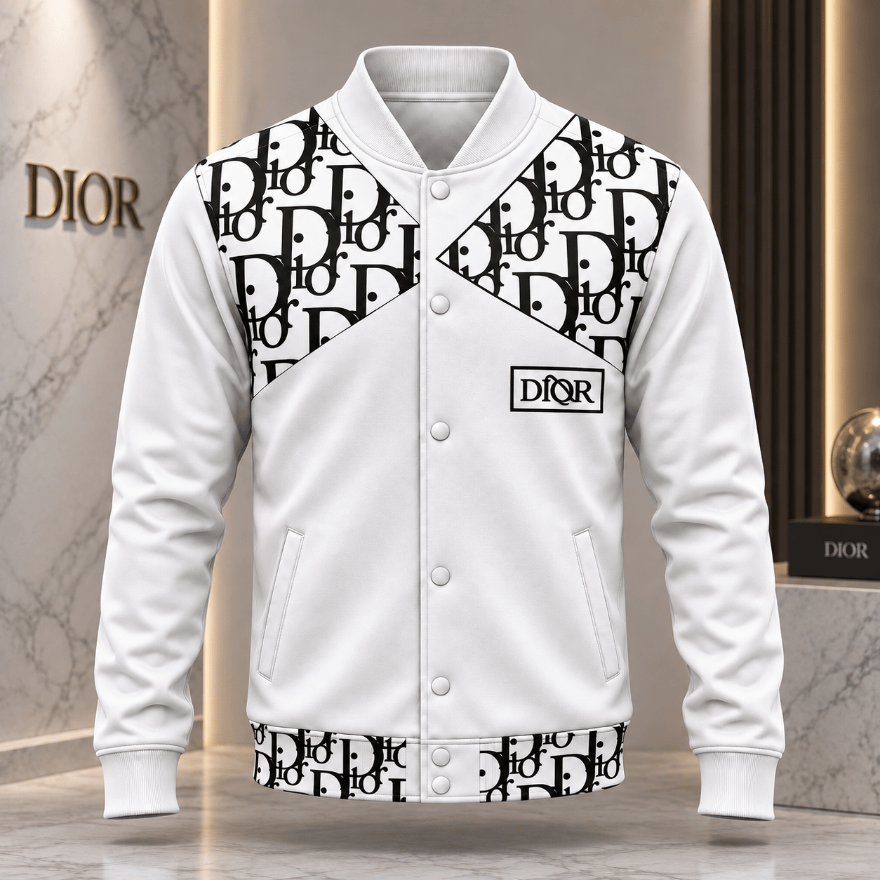 Dior | Oversized Monogram Panel Baseball Jacket Winter 2026 Edition